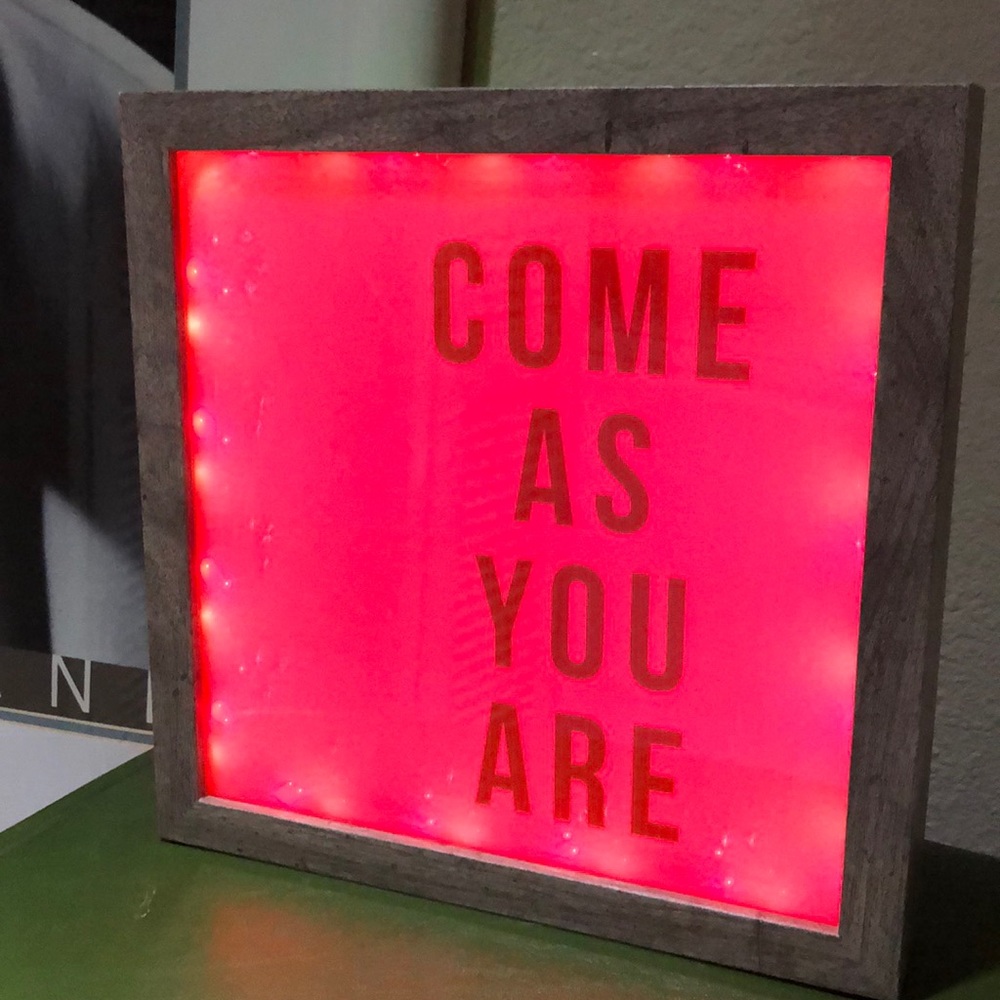 Come As You Are Hot Pink Neon Sign Lightbox